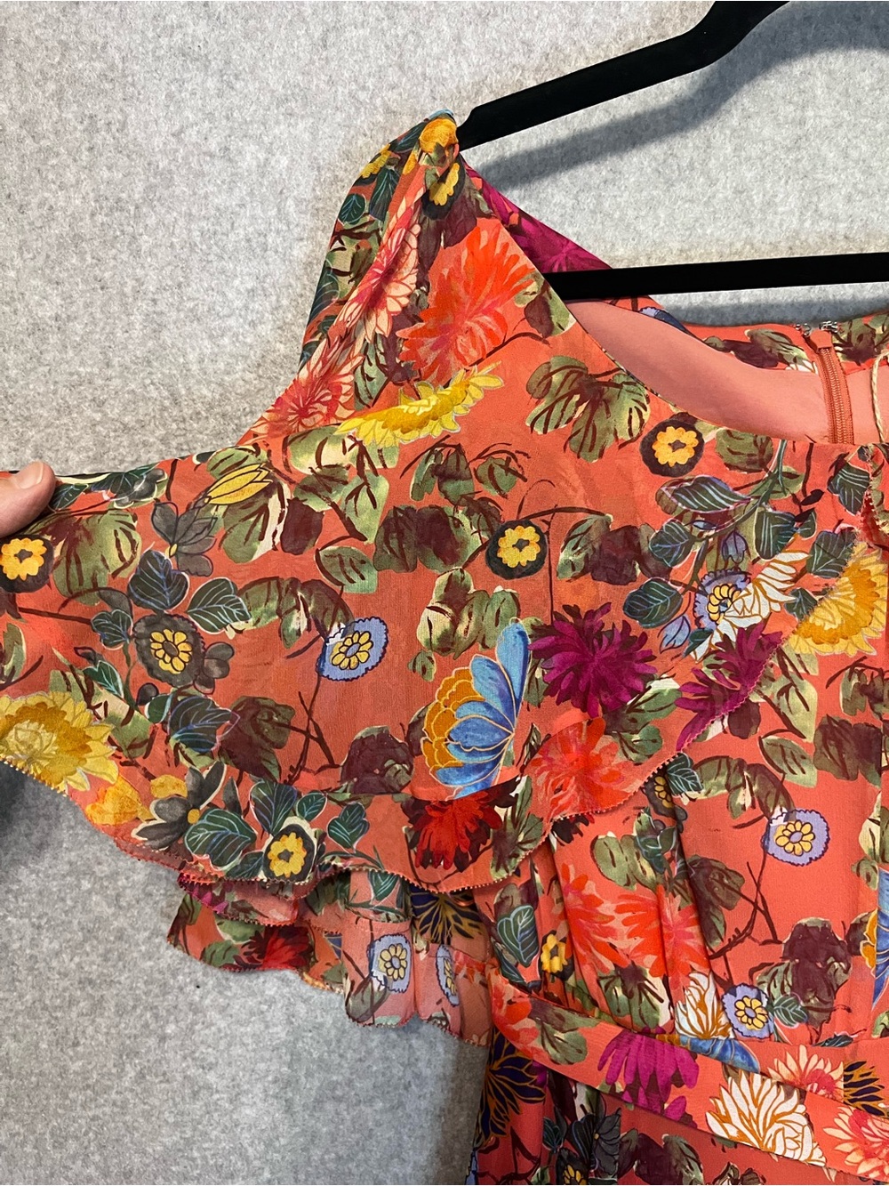 Saloni Tiana Floral 100% Silk Maxi Dress Sz 10 - Picture 5 of 7